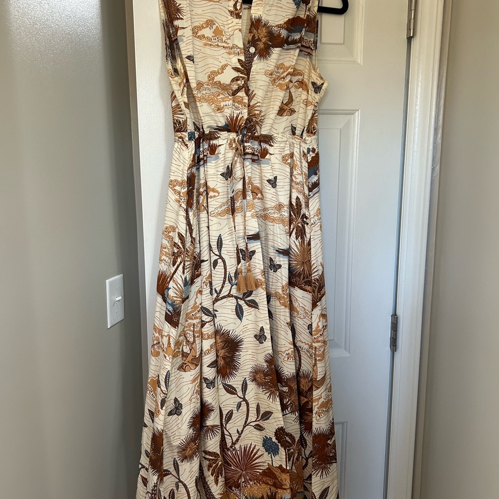 Spartina Floral Print Sleeveless Maxi Dress - Beige and Brown